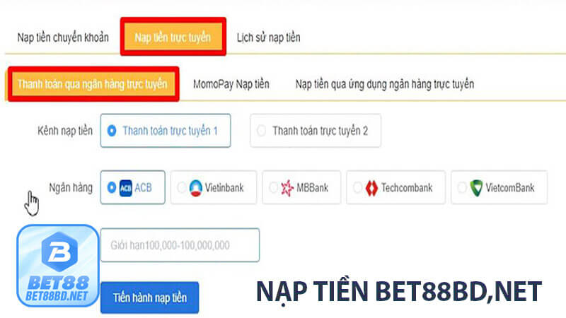 Hướng dẫn nạp tiền bet88